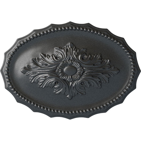 Ekena Millwork Oxford Ceiling Medallion, Hand-Painted Pewter, 16 7/8"W x 11 3/4"H x 1 1/2"P CM16OXPES - main